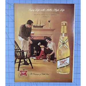 1962 Print Ad Enjoy Life with Miller High Life Beer Dog